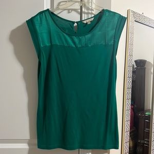 Banana Republic green sleeveless top with satin neckline
